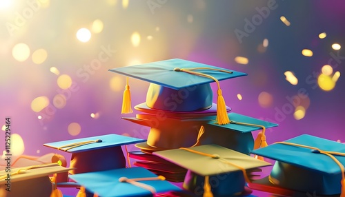 Abstract Graduation Cap Stack