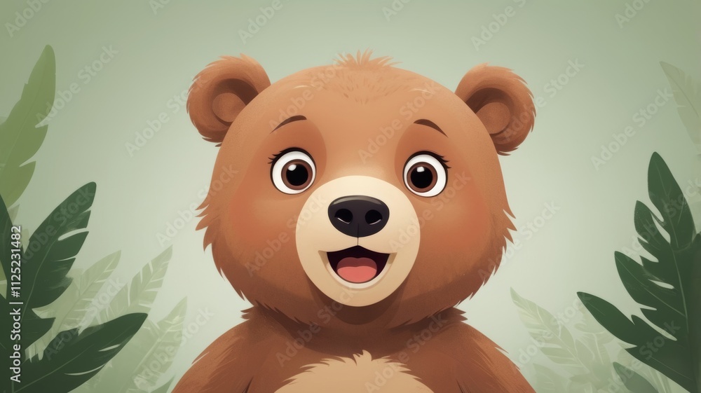 A cheerful cartoon brown bear with a wide smile, exuding warmth and friendliness. A cheerful cartoon brown bear with a wide smile, exuding warmth and friendliness.