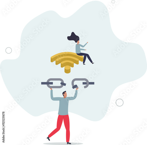 Digital disconnect and exit internet technology for detox.flat characters.