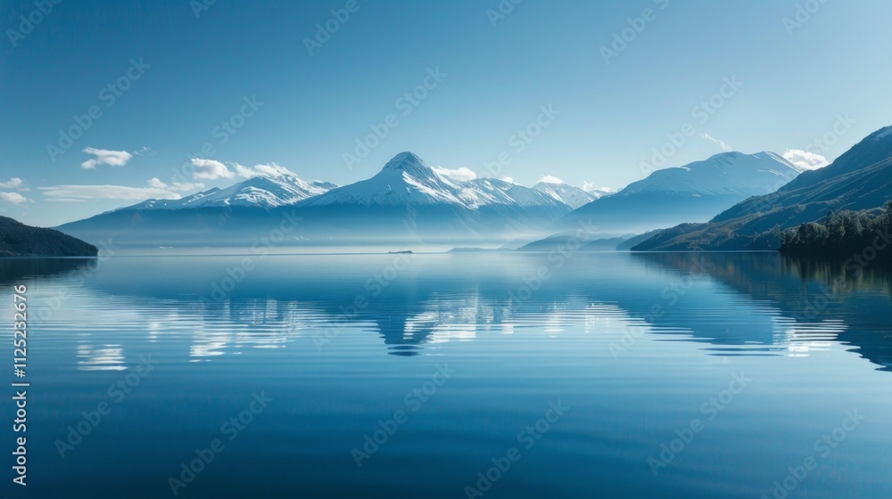 A serene landscape with a clear lake, mountains, and clear sky reflecting vividly, enhancing the tranquility and vastness of the scene. A serene landscape with a clear lake, mountains, and clear sky reflecting vividly, enhancing the tranquility and vastness of the scene.