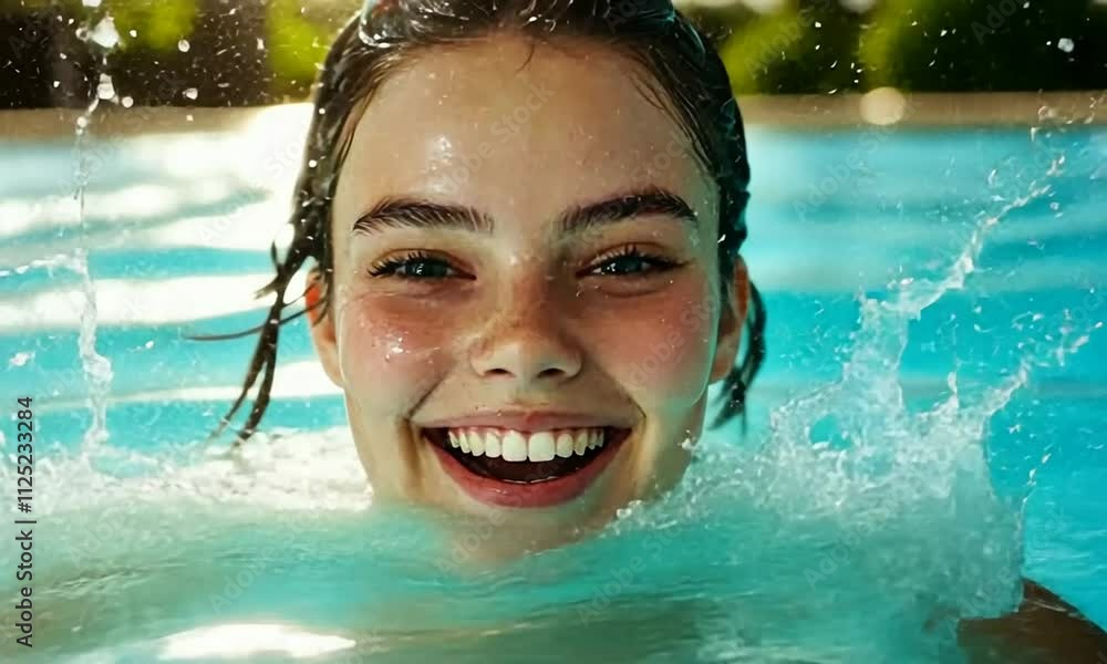 A joyful girl swimming underwater, smiling and enjoying the moment. A joyful girl swimming underwater, smiling and enjoying the moment.