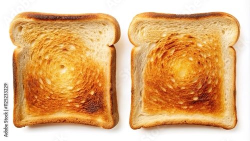 High-resolution PNGs: overhead shots of toasted bread slices, perfect for food design projects.  Isolated images for seamless integration.