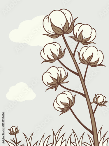 cotton flower close up in vector