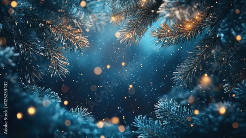 Wallpaper Mural A blue sky with snowflakes falling on a tree Torontodigital.ca