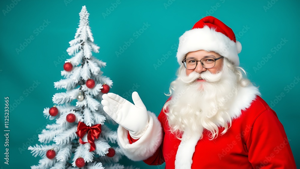 Santa Claus with a wrapped present gift box Santa Claus with a wrapped present gift box