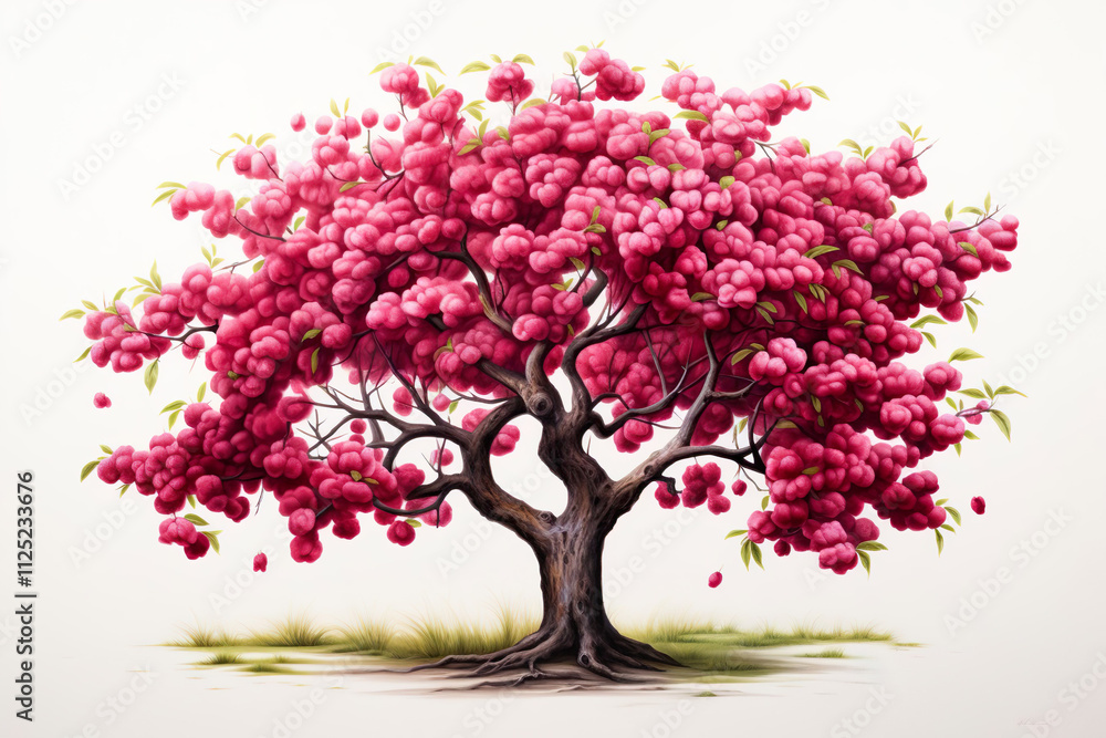 Obraz premium Cherry tree illustration isolated on clear white background