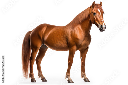 Chestnut horse isolated on clear white background