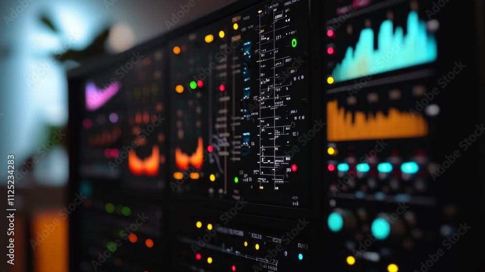 Illuminated control panel displays data, graphs, and settings. Illuminated control panel displays data, graphs, and settings.