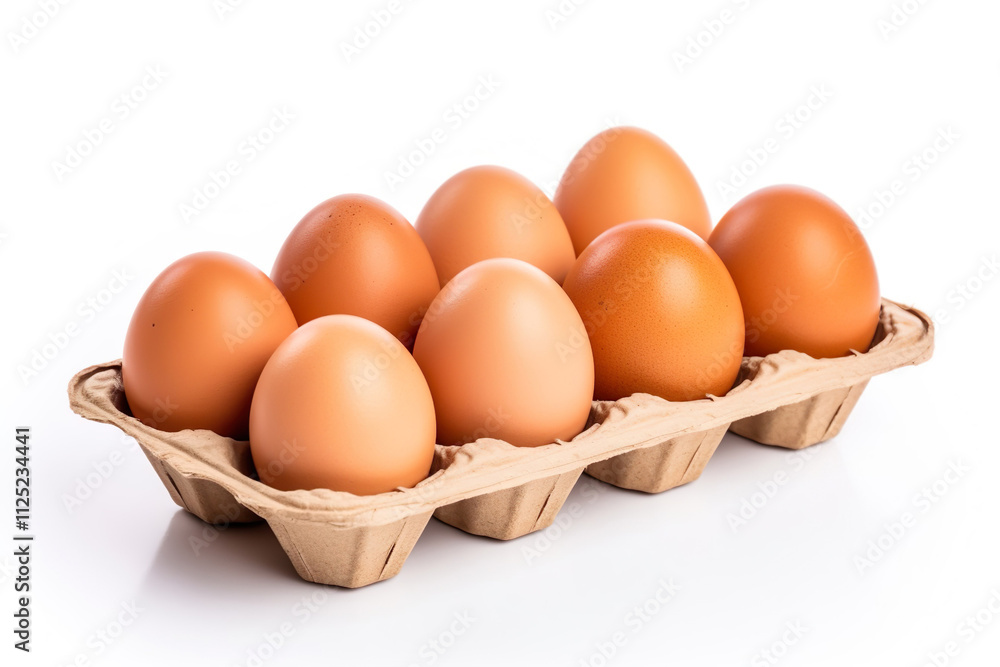 chicken eggs in paper tray isolated on clear white background chicken eggs in paper tray isolated on clear white background