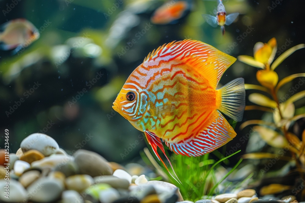 Fototapeta premium Stunning aquatic scene with exotic fish and seaweed