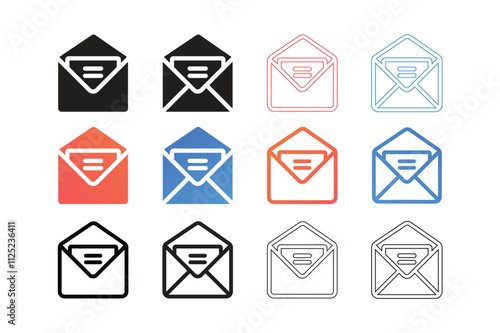 Message icon set silhouette color vector Art image illustration.