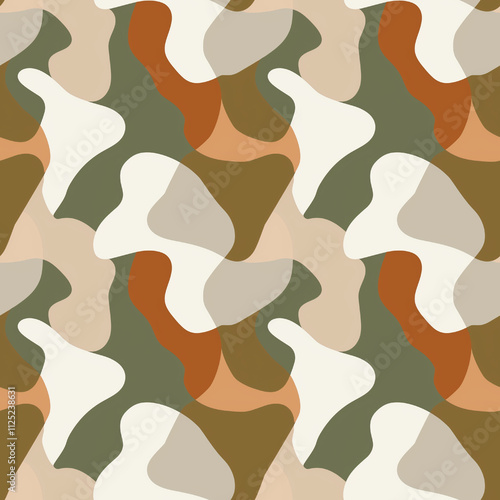 Camouflage Seamless pattern in earthy tones for textile design and creative use photo