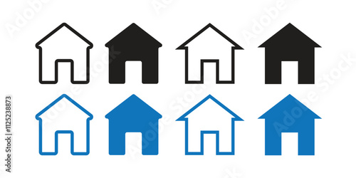 Home icon set silhouette vector image Art illustration.