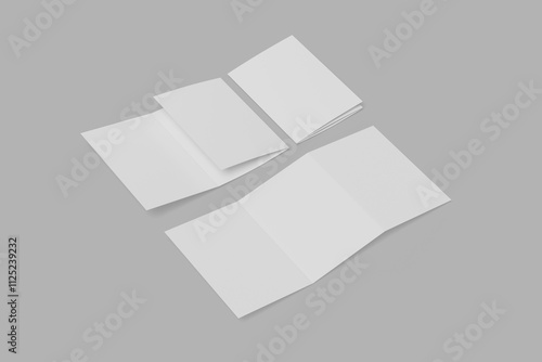 A5 Z Fold Brochure 3D illustration for mockup