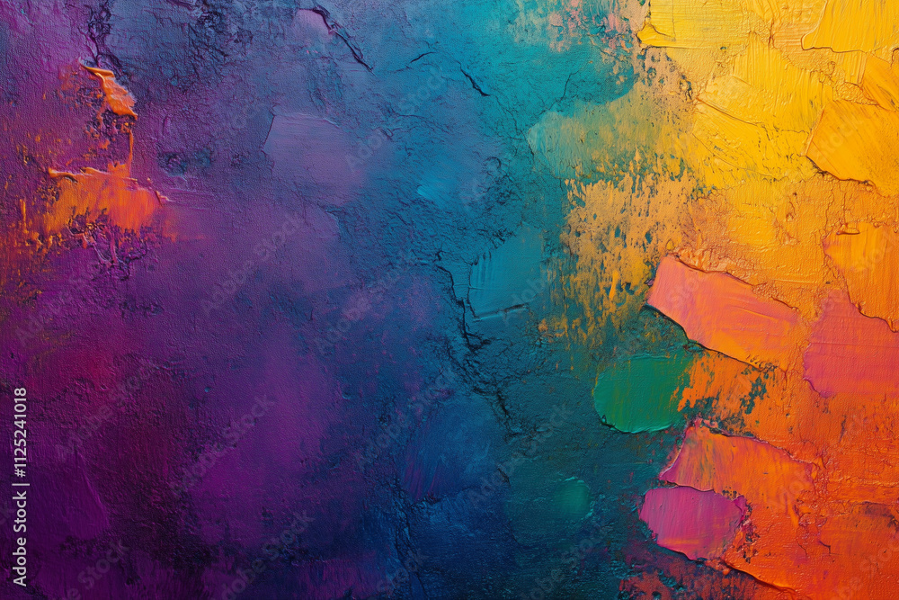 painting with a lot of colors and brush strokes. The colors are bright and the brush strokes are thick. The painting has a lot of texture and seems to be abstract painting with a lot of colors and brush strokes. The colors are bright and the brush strokes are thick. The painting has a lot of texture and seems to be abstract