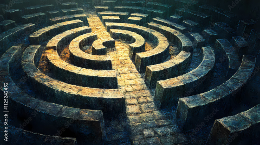 Path across labyrinth. Labyrinth. Illustration Path across labyrinth. Labyrinth. Illustration