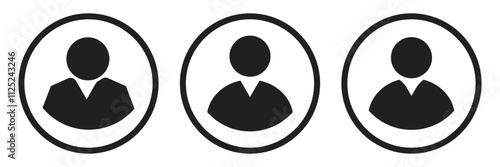 profile default avatar solid web and editable stroke icon set. user account DP symbol for social media website, app. isolated on white and black background. Vector illustration.