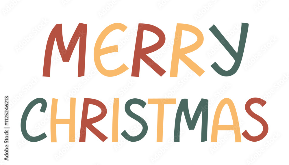 Calligraphic text “Merry Christmas”, colored on white background Calligraphic text “Merry Christmas”, colored on white background