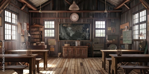 Rustic Wooden Classroom: A Vintage Educational Setting