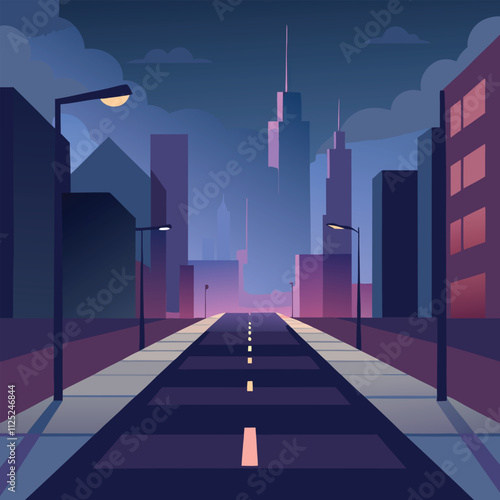 Futuristic Cityscape with Foggy Atmosphere and Reflective Platform