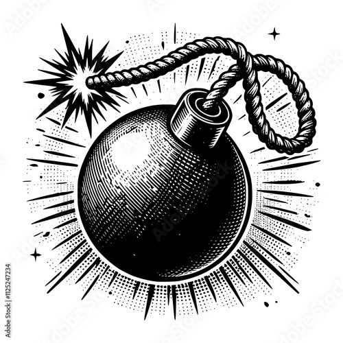 bomb with burning fuse vector