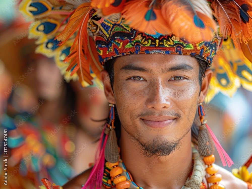 Cambodian Festival Man in Traditional Headdress and Jewelry Cambodian Festival Man in Traditional Headdress and Jewelry