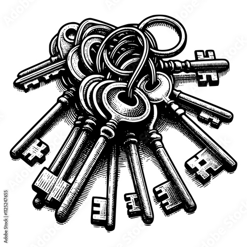 bunch of keys isolated