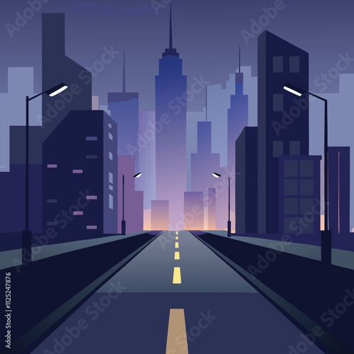 Futuristic Cityscape with Foggy Atmosphere and Reflective Platform