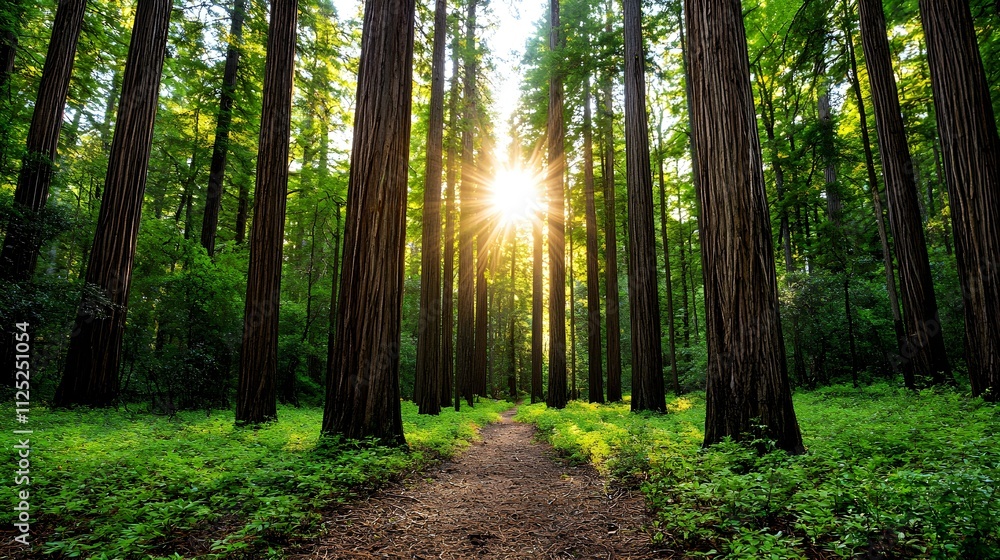 Obraz premium Golden Hour in Redwood Forest 