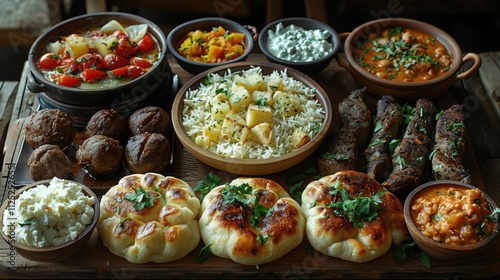 Delicious Georgian Cuisine Feast of Khinkali Khachapuri Shashlik