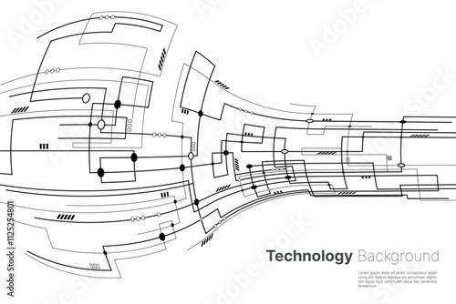 Digital technology circuit board background with dynamic lines. Abstract technology design. Vector illustration.
