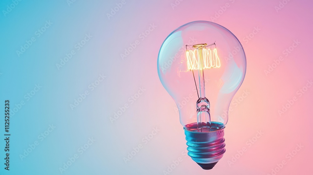 Brightly Glowing Light Bulb Emitting Soft Colors in Artistic Modern Design Interior Decoration Brightly Glowing Light Bulb Emitting Soft Colors in Artistic Modern Design Interior Decoration
