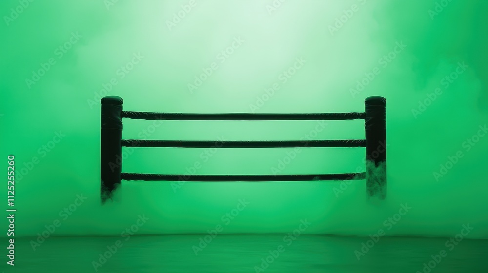 A green fence with a foggy mist surrounding it A green fence with a foggy mist surrounding it