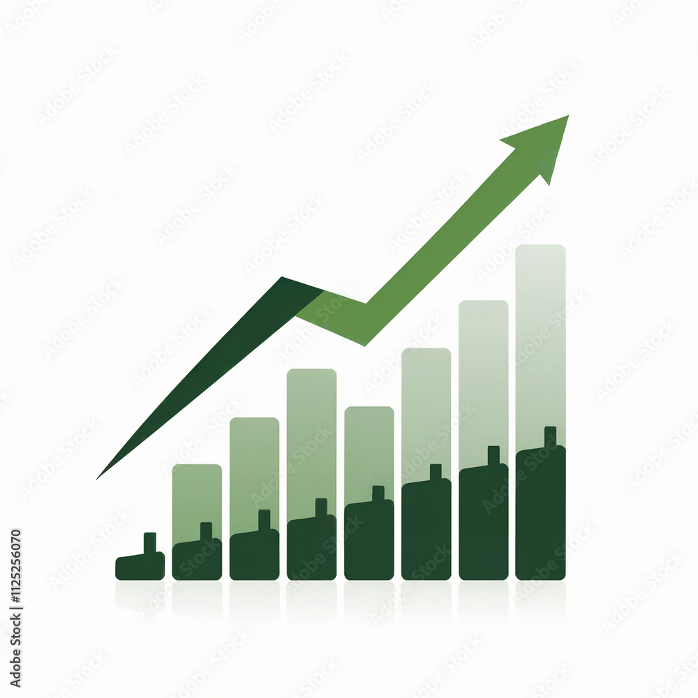 business graph with green arrow and charging batteries symbolizing growth stability renewable power concept illustration business graph with green arrow and charging batteries symbolizing growth stability renewable power concept illustration