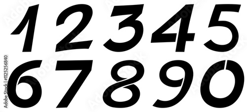 Handwritten stencil numbers from zero to nine