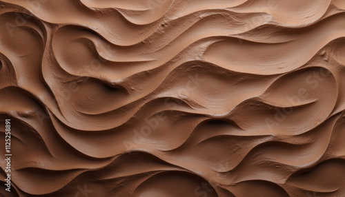 A wavy abstract background in Mocha Mousse color that exudes elegance and warmth, perfect for creative projects and visual storytelling. photo