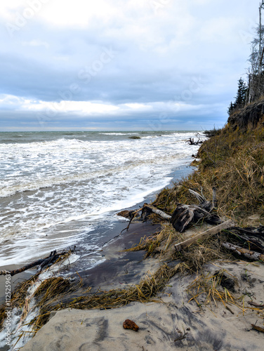 High water levels during a storm surge event on the German Baltic Sea coast near Rostock photo