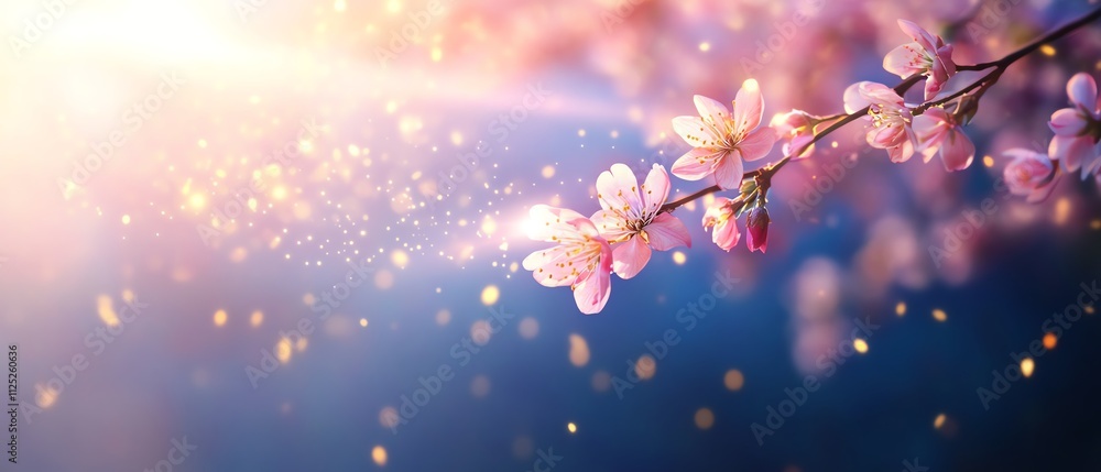 Beautiful pink cherry blossom petals with a sparkling background, capturing the essence of spring and renewal. Beautiful pink cherry blossom petals with a sparkling background, capturing the essence of spring and renewal.