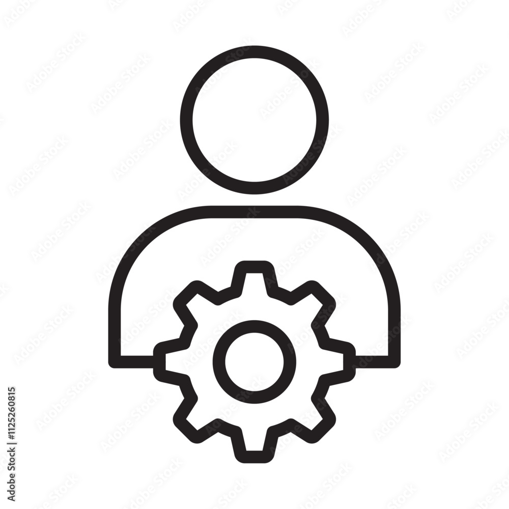 Account settings icon Flat art in black and white isolated