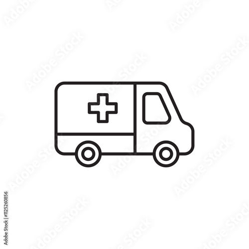 Wallpaper Mural Ambulance icon Flat art in black and white isolated Torontodigital.ca