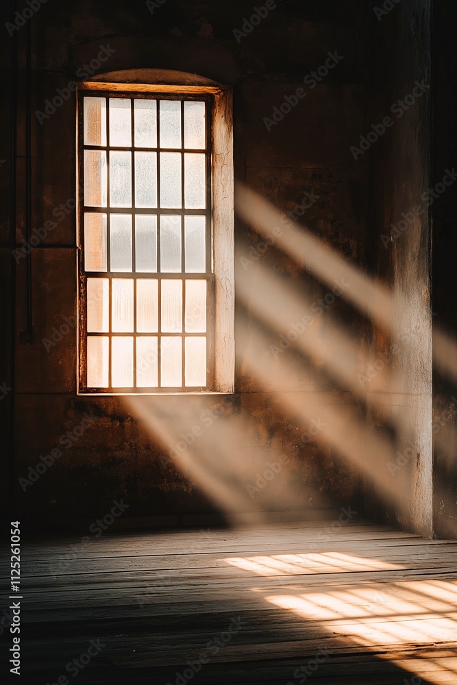 Sunlight streams through a window in an industrial space, casting dramatic light rays across the floor. Sunlight streams through a window in an industrial space, casting dramatic light rays across the floor.