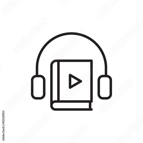 Audiobook icon Flat art in black and white isolated