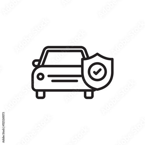 Auto insurance icon Flat art in black and white isolated