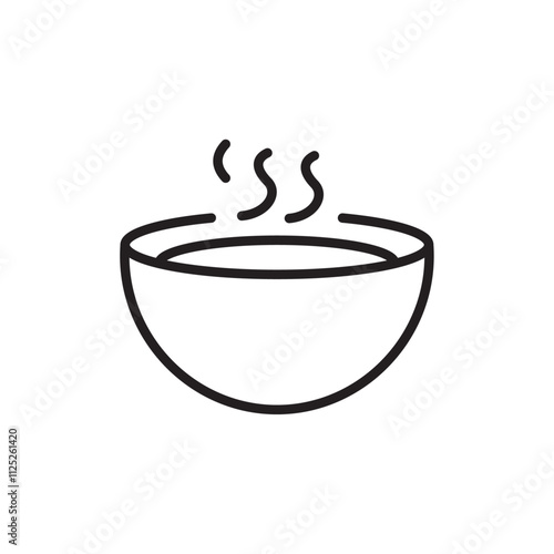 Bowl of soup icon Flat art in black and white isolated