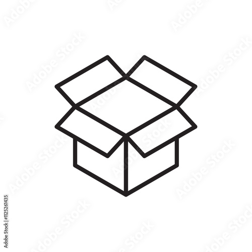 Box opened icon Flat art in black and white isolated