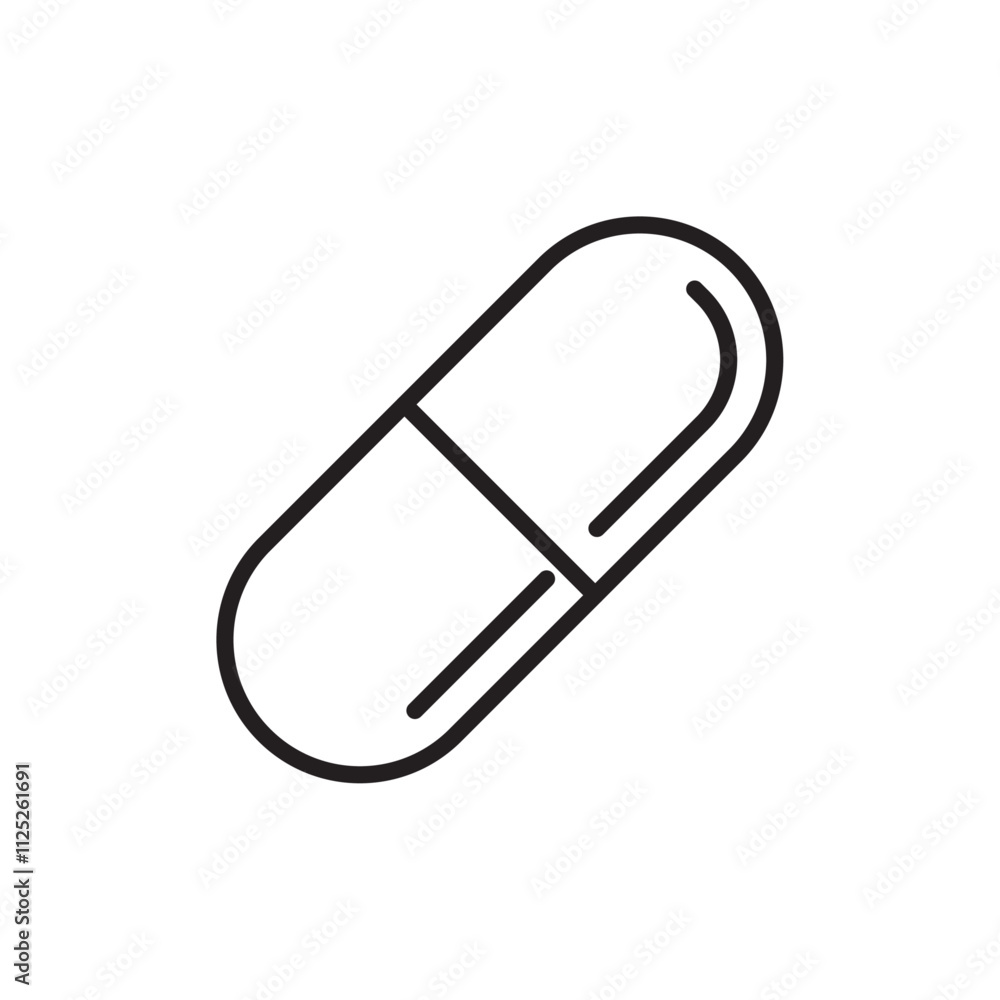 Capsule icon Flat art in black and white isolated Capsule icon Flat art in black and white isolated