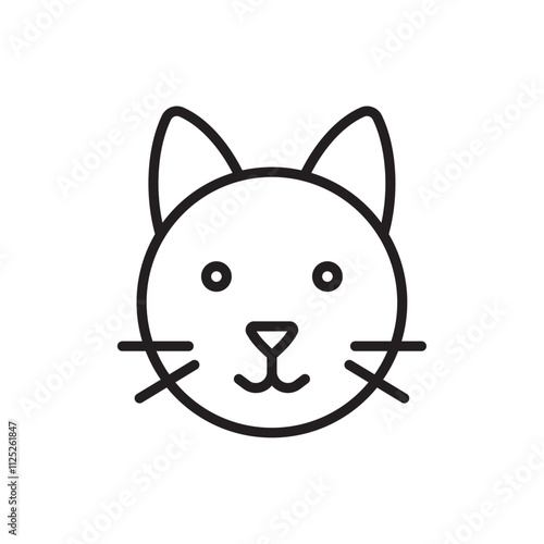 Cat icon Flat art in black and white isolated
