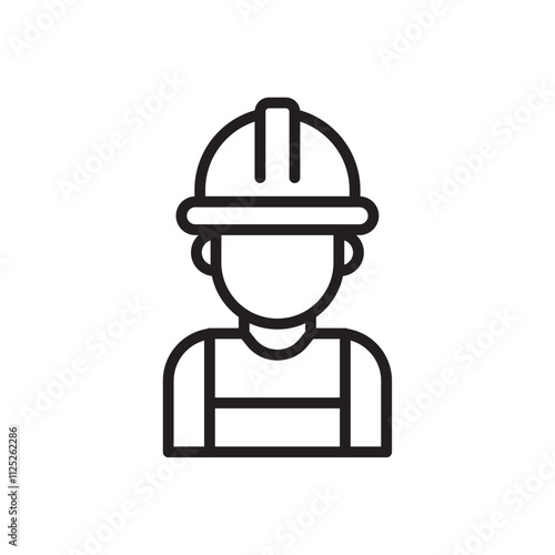 Construction worker icon Flat art in black and white isolated