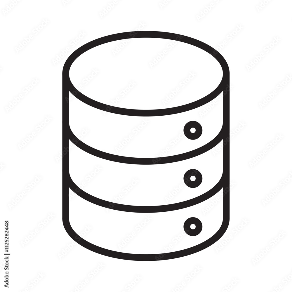 Database icon Flat art in black and white isolated Database icon Flat art in black and white isolated