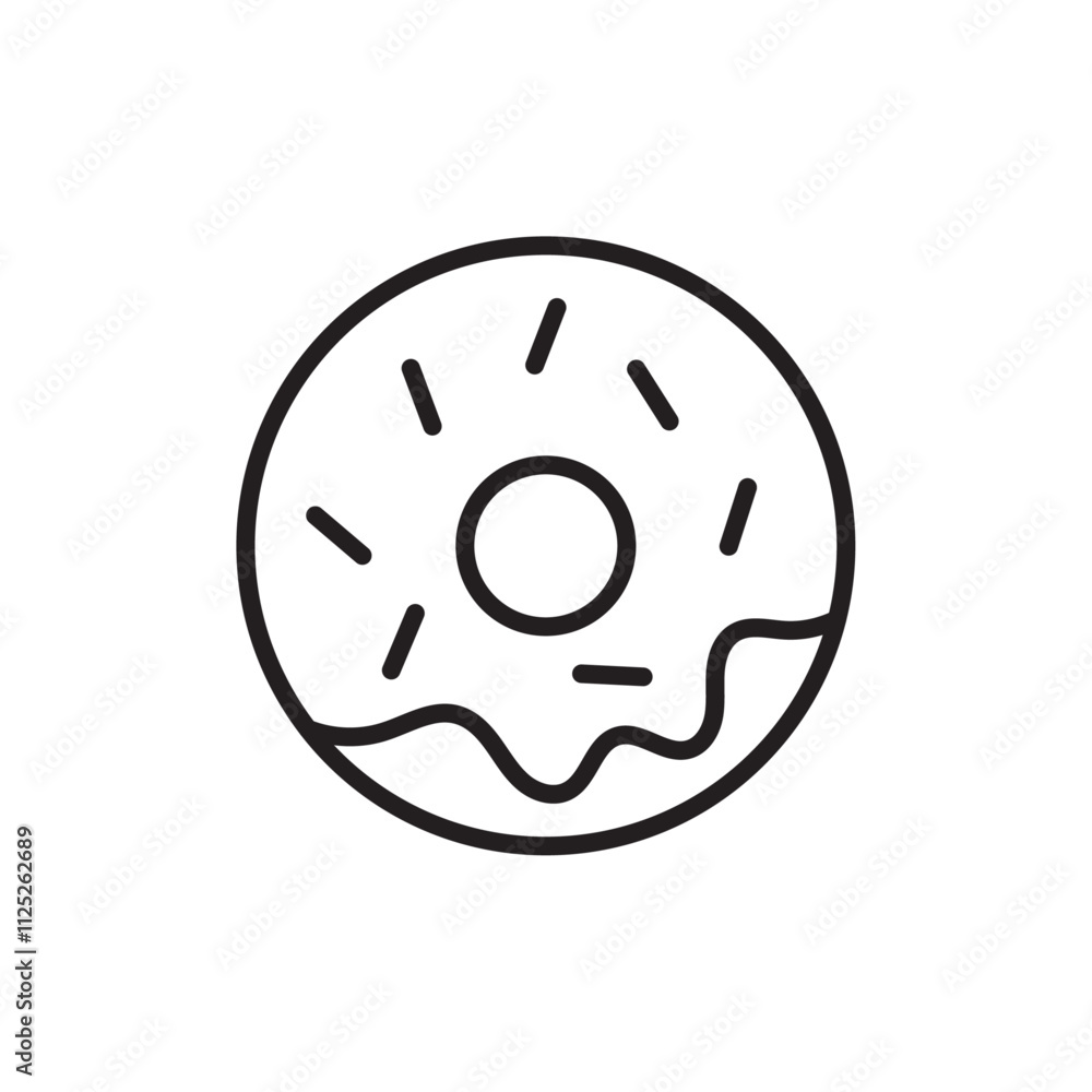 Donut icon Flat art in black and white isolated Donut icon Flat art in black and white isolated